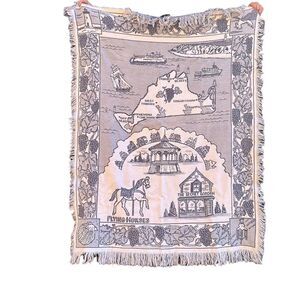 Vintage Edgartown Leaf & Acorn Tapestry Throw Blanket Fringed